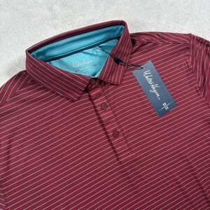 Walter Hagen Performance 11 Classic Stripe Polo Shirt Mens Large Red Blue Golf